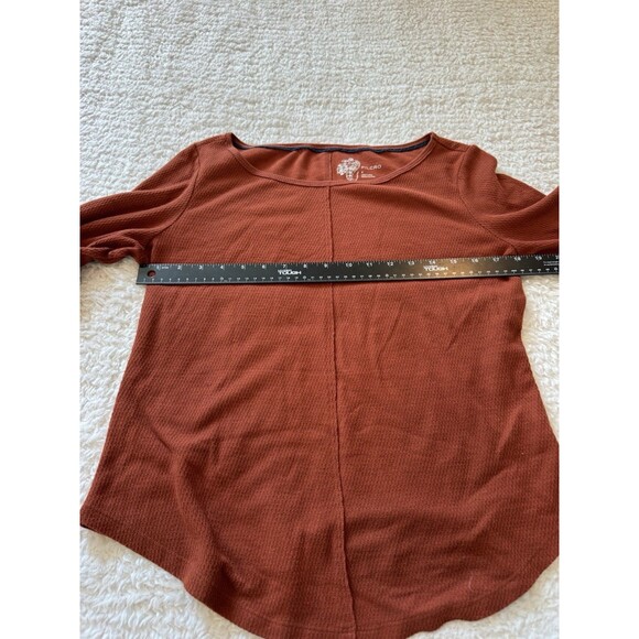 Pilcro Long-Sleeve Tunic Top Boho Crochet Sleeves Size S, Rust with Multicolor - Picture 6 of 8